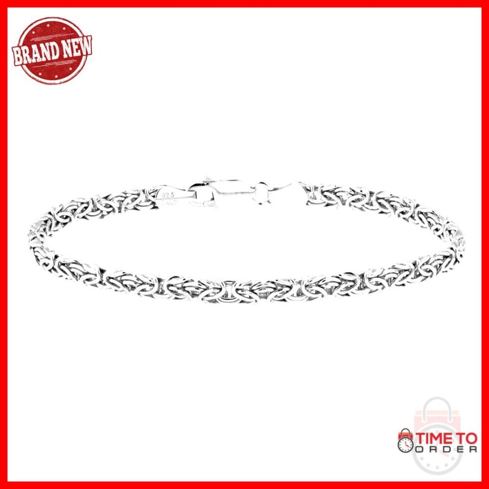 Sterling Silver Byzantine Link Bracelet Elegant Classic Dainty Everyday Wear